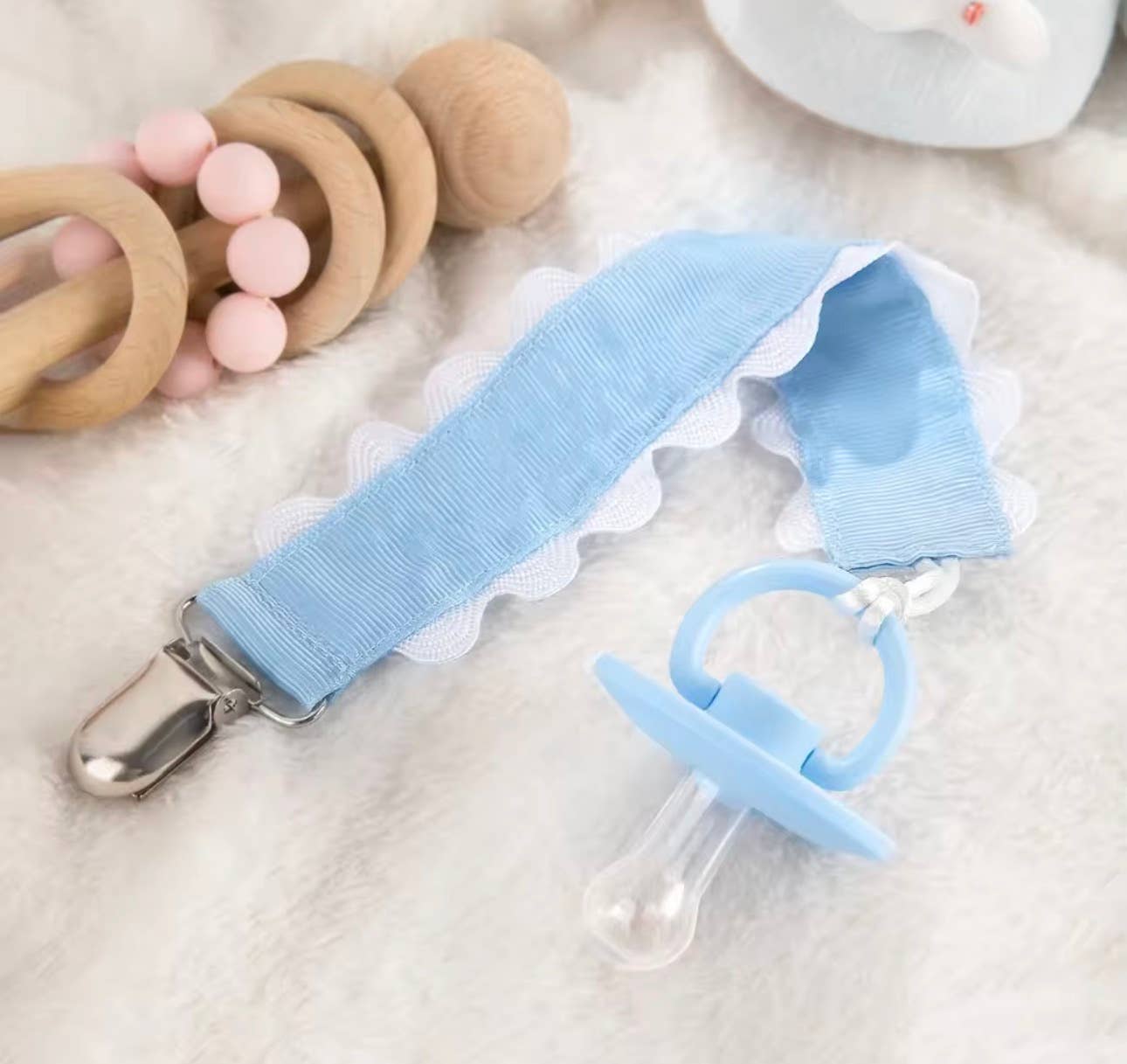 Pacifier Clip, Monogram-able Assorted Colors: Lt Blue