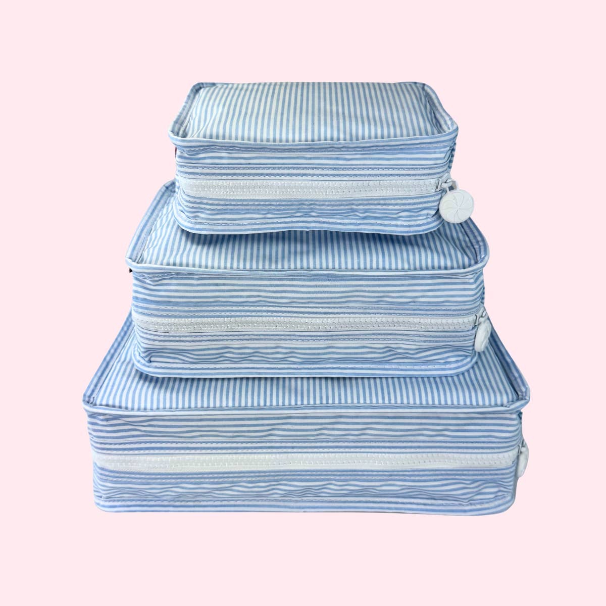 Baby Blue Preppy Stripe ~WIPEABLE~ Stacking Set | Mint