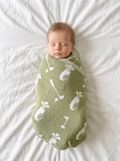 Golf Jacquard Knit Baby Blanket: Golf