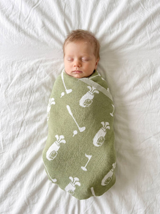 Golf Jacquard Knit Baby Blanket: Golf