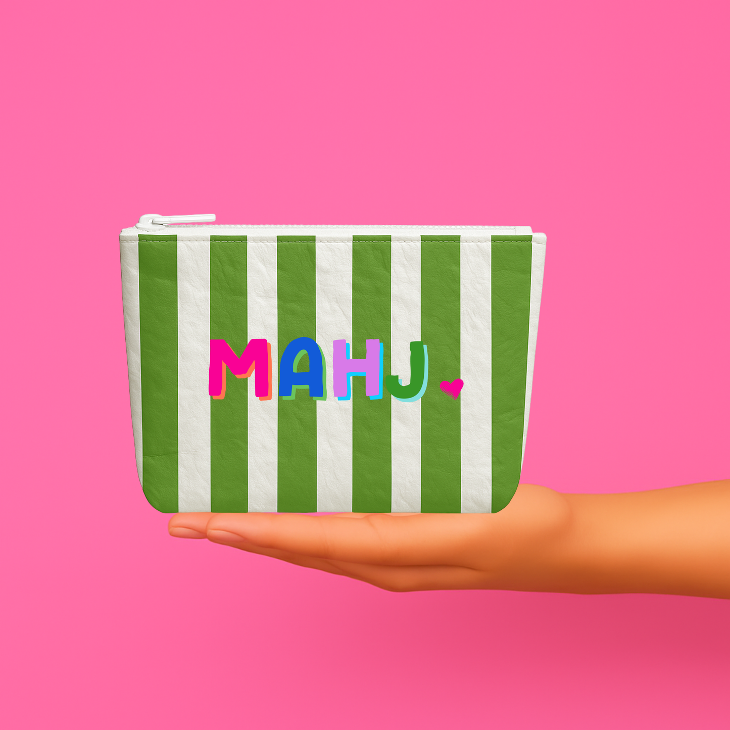 Mahjong Pouch | MAHJ Leather Flat Zip Mahjong gift 8"x10"