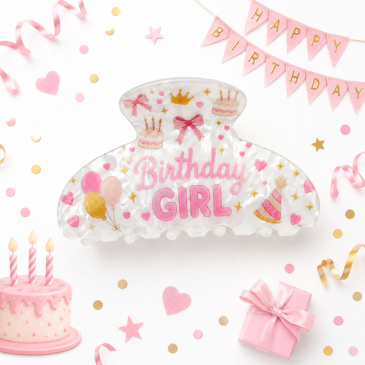 Birthday girl hair clip