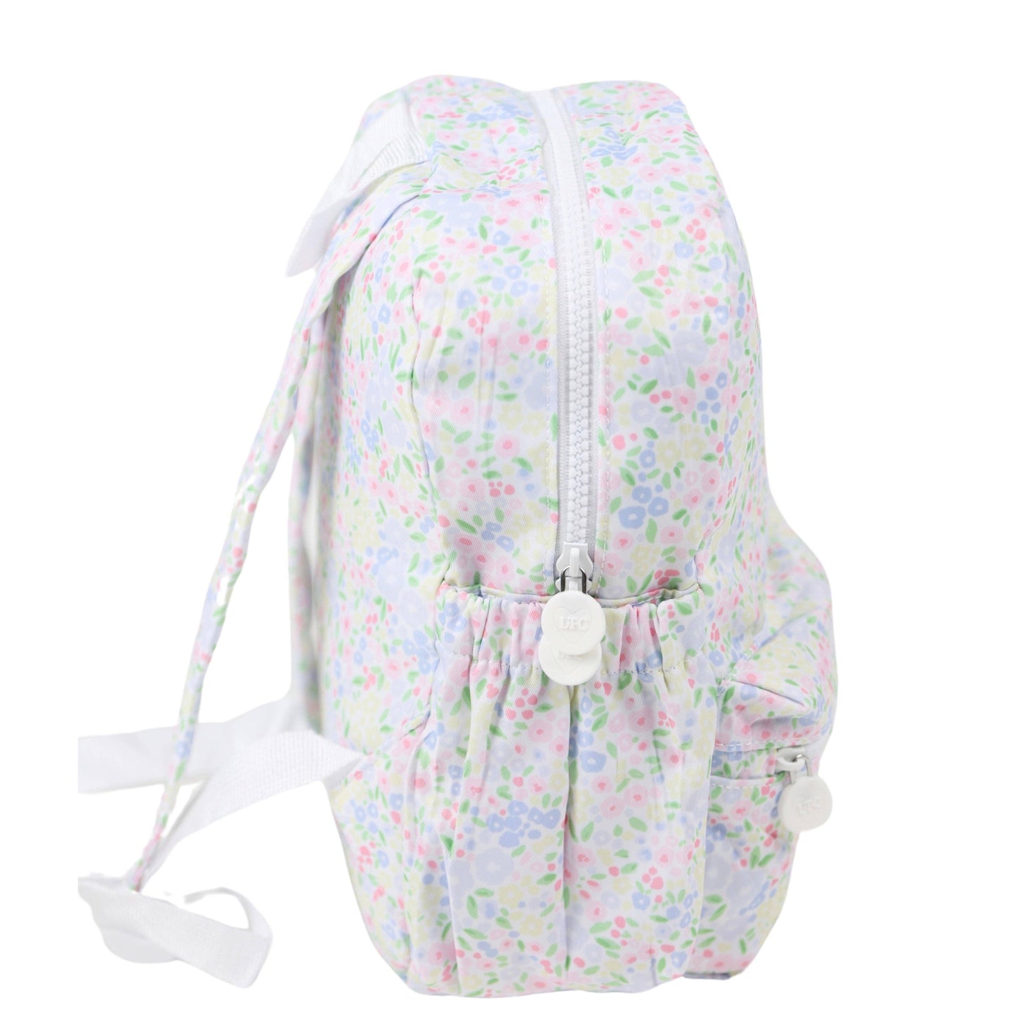 Nylon Backpack (Full Size): Scallop Stripe Floral
