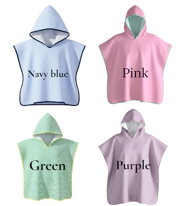 Seersucker Hooded Beach Towel : Blue
