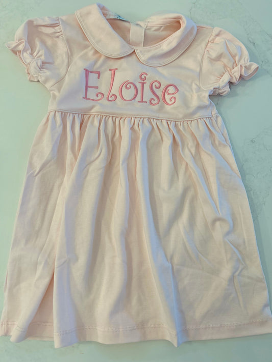 THE PENELOPE DRESS:Collared Toddler Dress-Girls Monogrammed Dress-Personalized Dress-Pima Cotton-Toddler Dress-Handmade Dress-Toddler Girl  Monogrammed Dress-Pink Dress