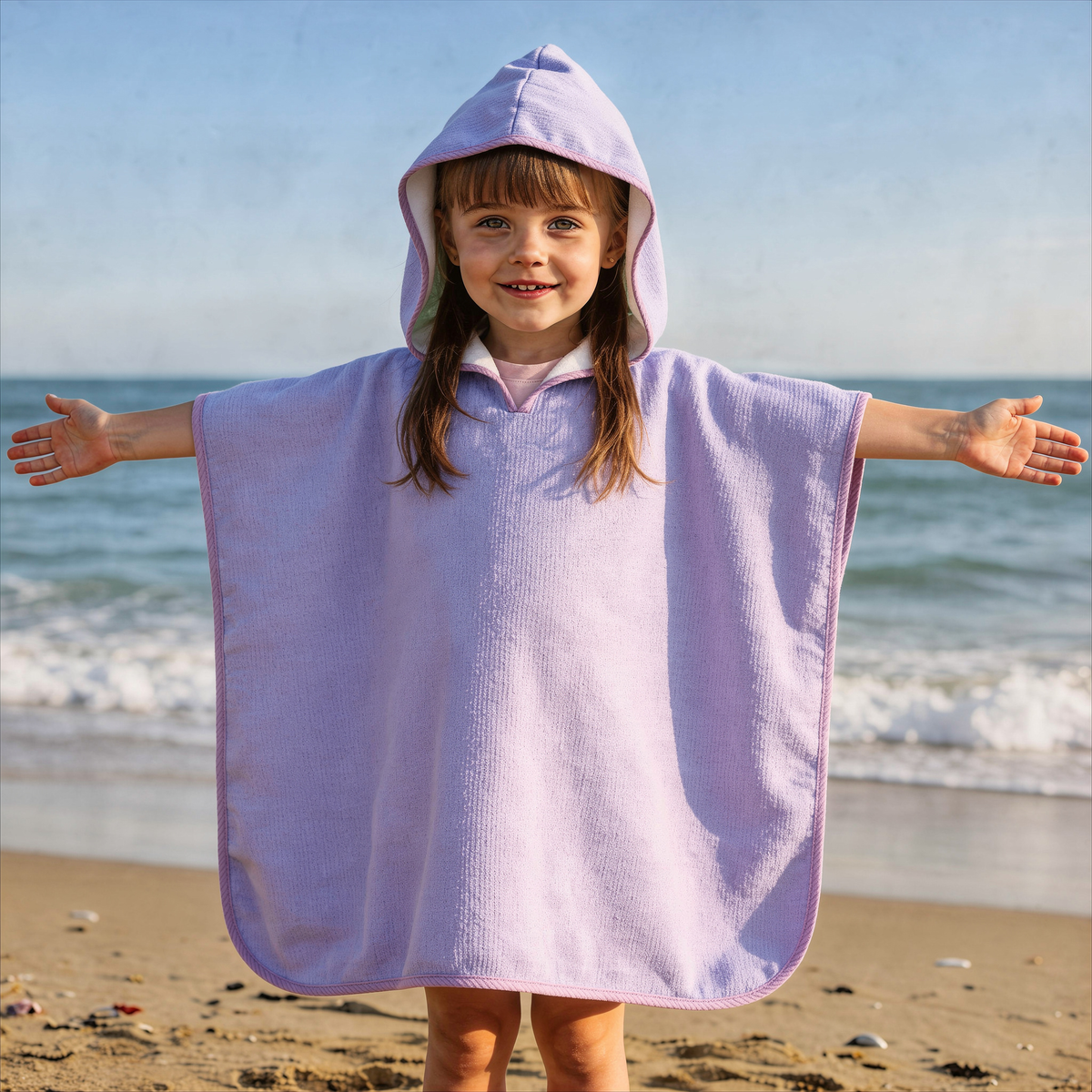 Seersucker Hooded Beach Towel : Pink