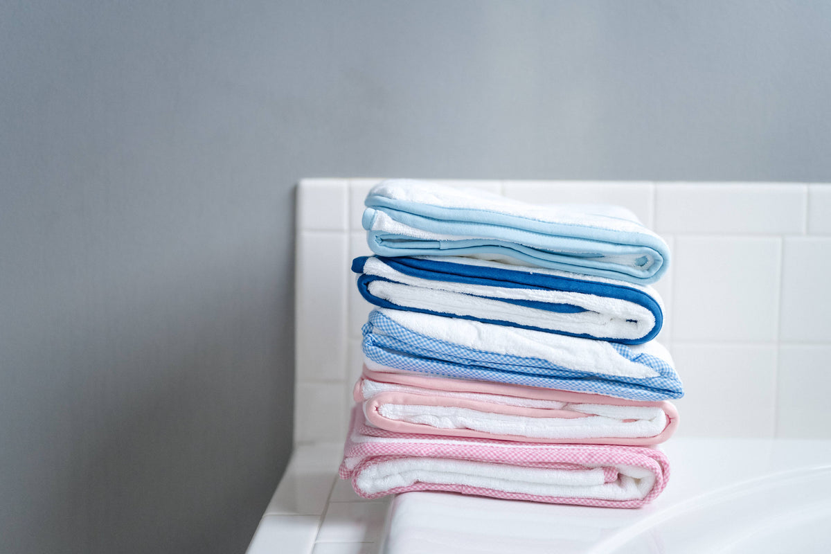 Hooded Terry Bath Towel for Baby and Toddlers | Plush Terry: Blue Gingham