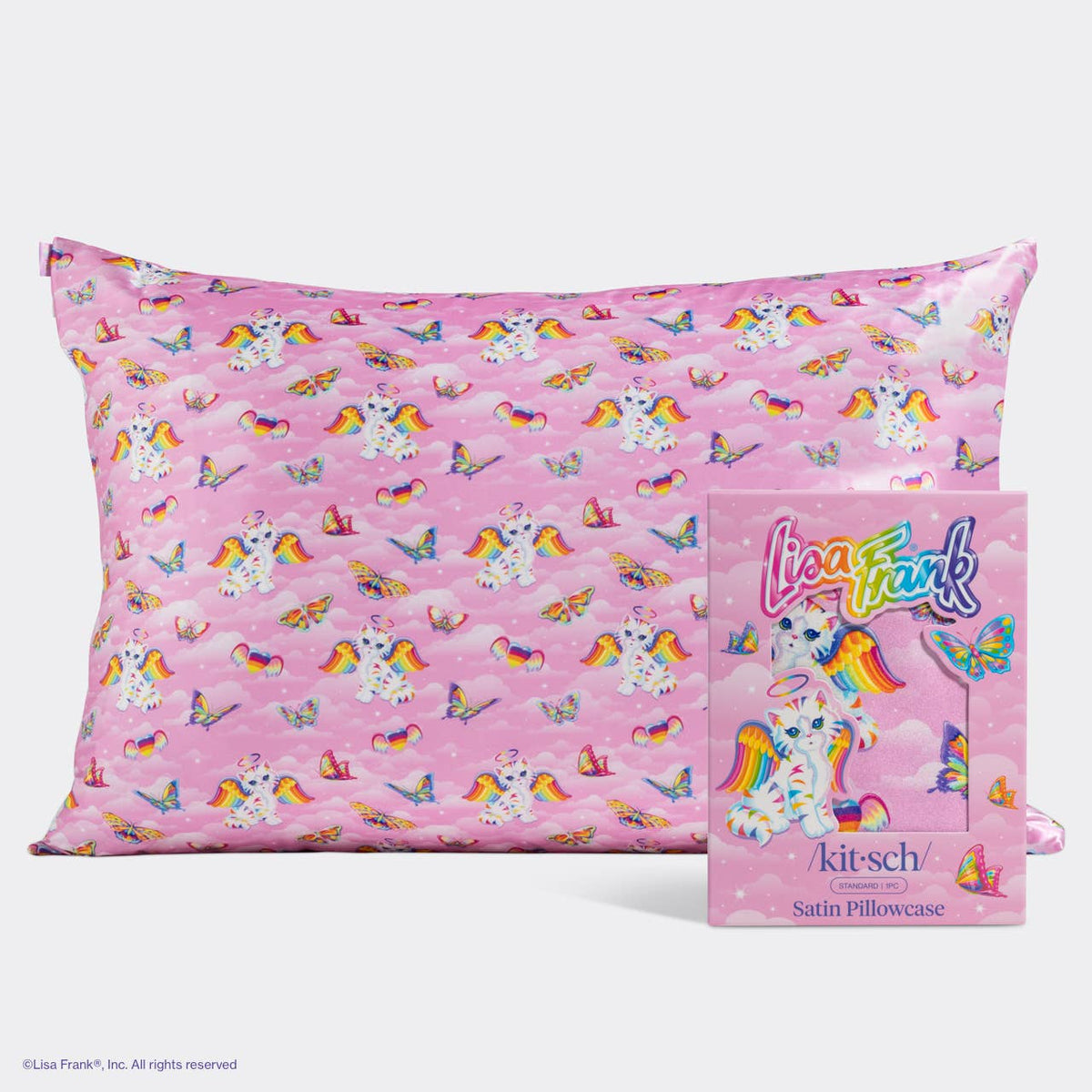 Lisa Frank x Kitsch Standard Satin Pillowcase - Angel Kitty™