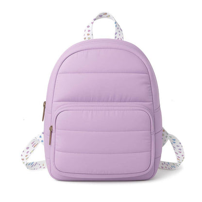 Purple Puffer Mini backpack with rainbow remix