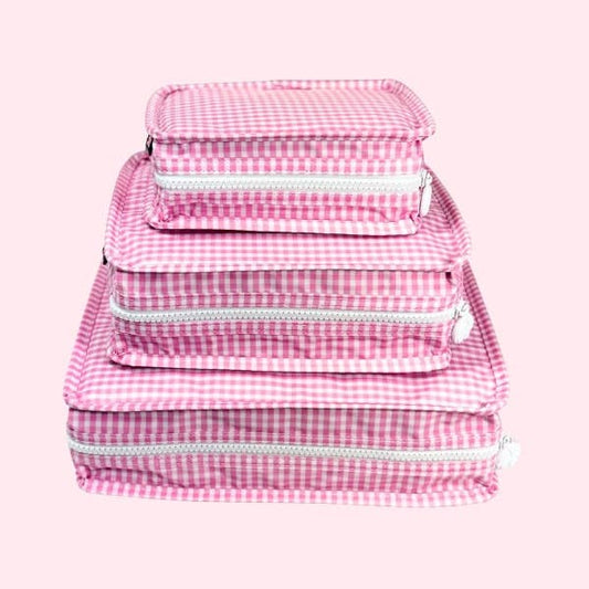 Wipeable Pink Gingham Stacking Set