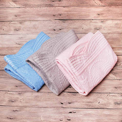 Heirloom Quilt - Baby Quilt Blanket Monogram: White & Baby Blue