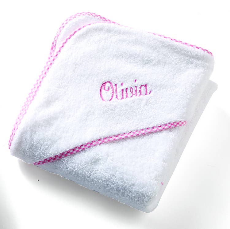 Hooded Terry Cloth Towel Bath Set - Gingham: Pink