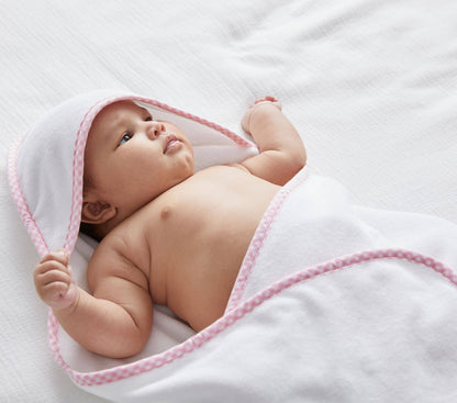 Hooded Terry Cloth Towel Bath Set - Gingham: Pink