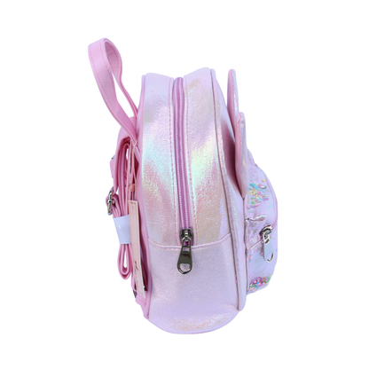 Bunny Iridescent Backpack: Pink