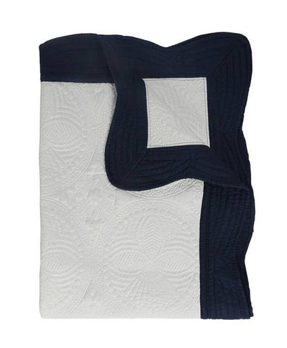 Heirloom Quilt - Baby Quilt Blanket Monogram: White & Baby Blue