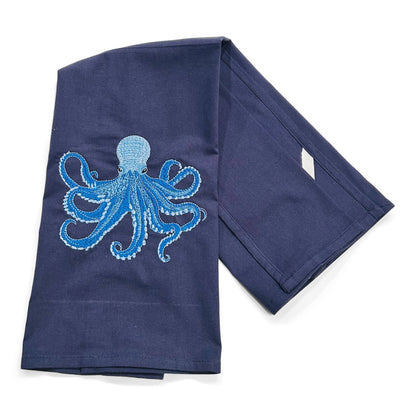 Towel - Blue Octopus on navy