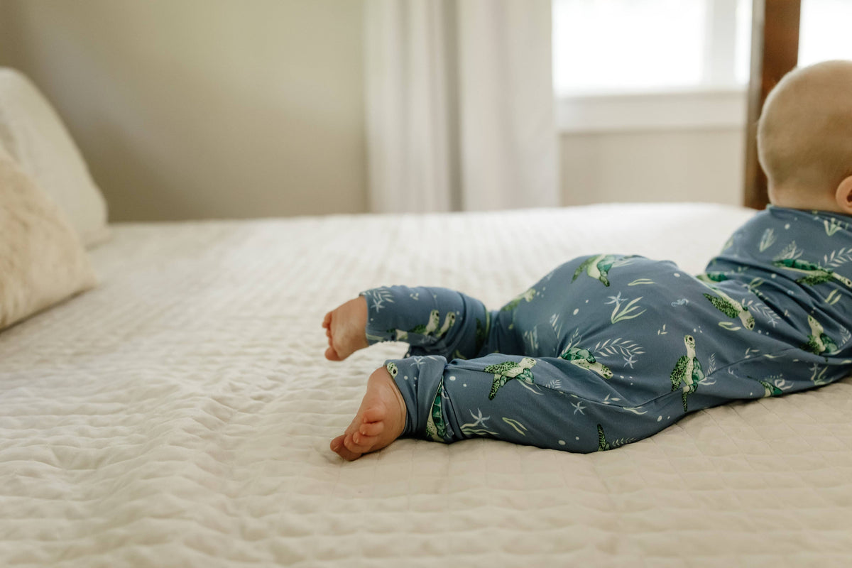 Sanibel Sea Turtle Zippy Sleepers with Fold Over Cuffs