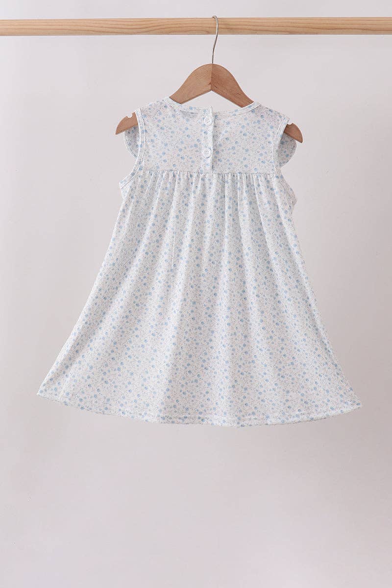 Blue Floral Embroidered Dress