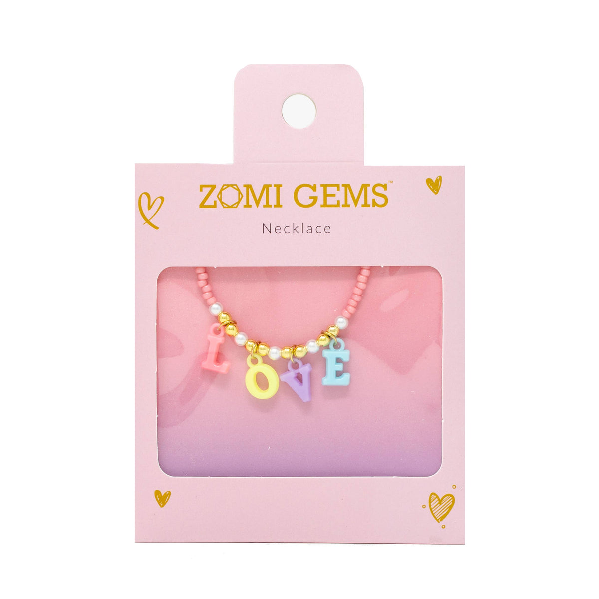 "Love" Pink Bead Necklace