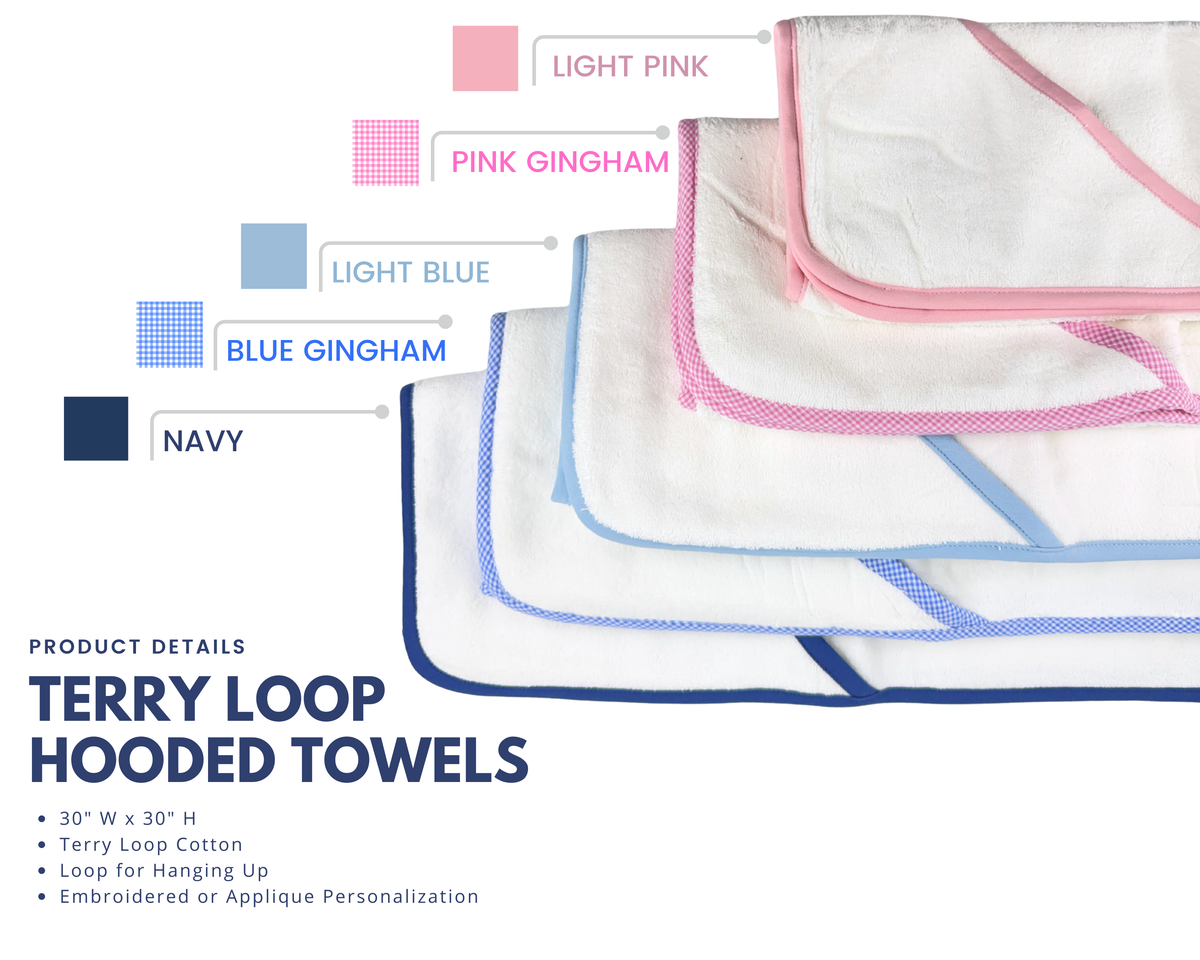 Hooded Terry Bath Towel for Baby and Toddlers | Plush Terry: Blue Gingham