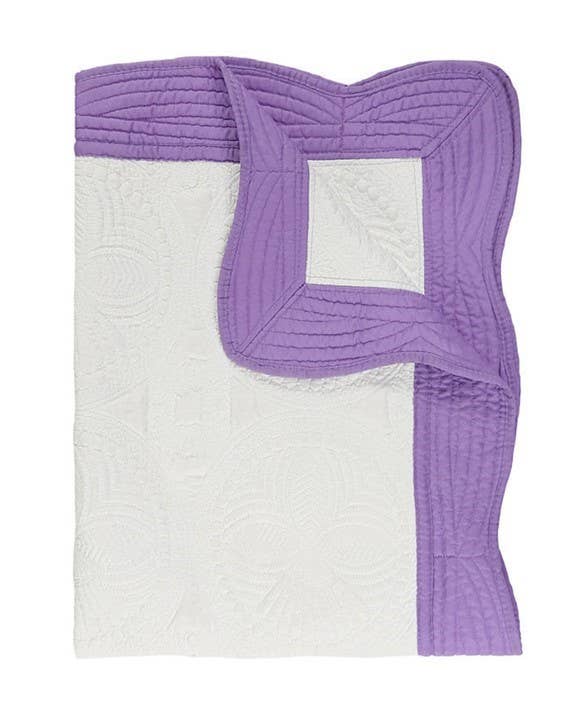 Heirloom Quilt - Baby Quilt Blanket Monogram: White & Pink