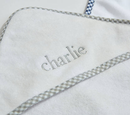 Hooded Terry Cloth Towel Bath Set - Gingham: Blue