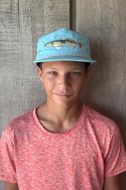 Speckled Trout Rope Cap, Aqua