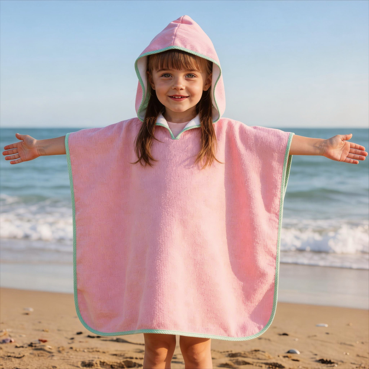 Seersucker Hooded Beach Towel : Blue