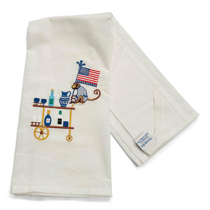 Towel - American Monkey Patriotic Bar Cart on white