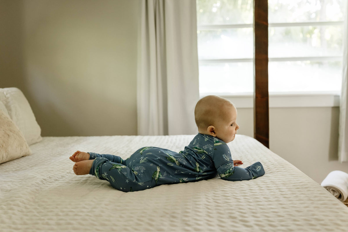 Sanibel Sea Turtle Zippy Sleepers with Fold Over Cuffs