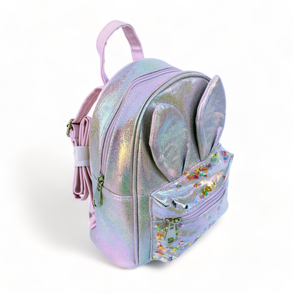 Bunny Iridescent Backpack: Pink