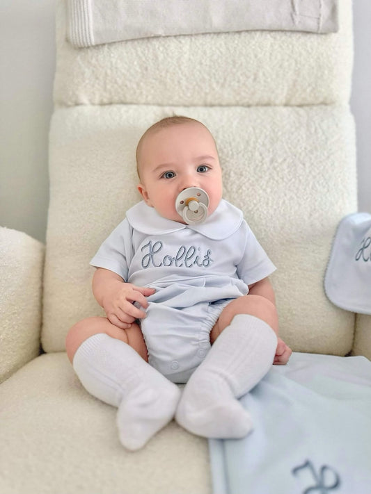 THE LUKE BUBBLE:Collared Bubble-Baby Gift-Pima Cotton Baby-Monogrammed Bubble-Monogrammed Baby Boy-Baby Boy Bubble-Take Home Outfit