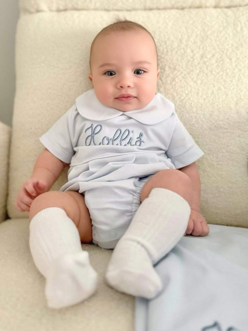 THE LUKE BUBBLE:Collared Bubble-Baby Gift-Pima Cotton Baby-Monogrammed Bubble-Monogrammed Baby Boy-Baby Boy Bubble-Take Home Outfit