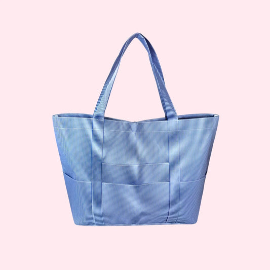 Navy Preppy Stripe Wipeable Big Mama Tote