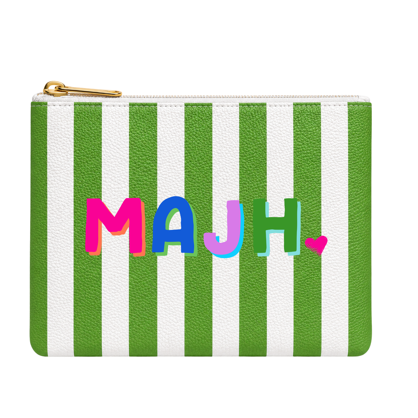 Mahjong Pouch | MAHJ Leather Flat Zip Mahjong gift 8"x10"