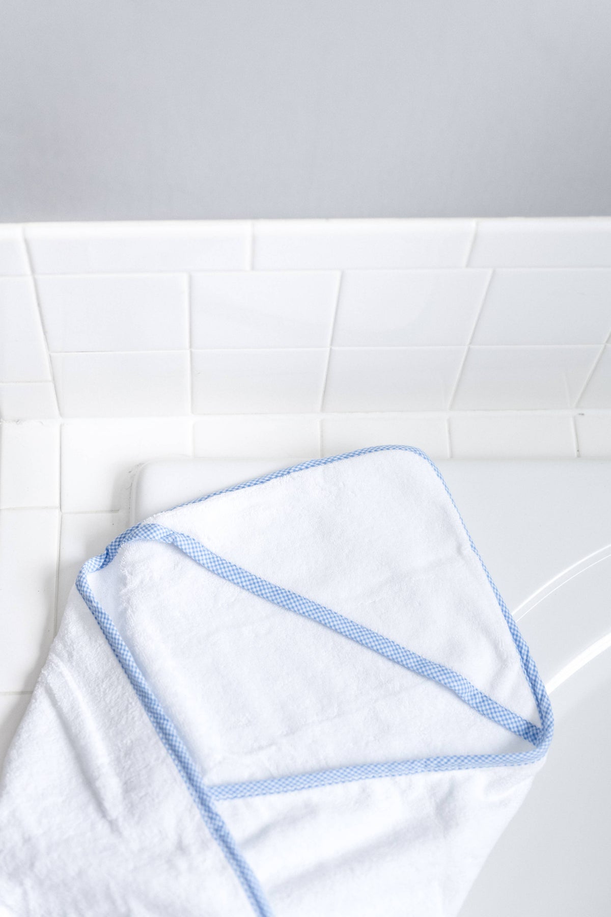 Hooded Terry Bath Towel for Baby and Toddlers | Plush Terry: Blue Gingham