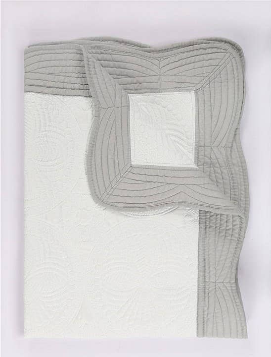 Heirloom Quilt - Baby Quilt Blanket Monogram: White & Pink