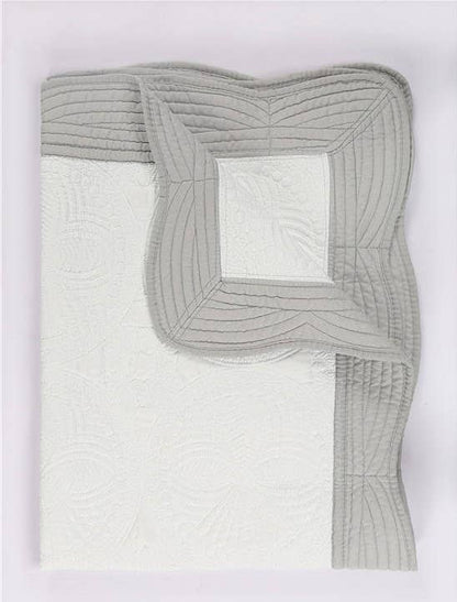 Heirloom Quilt - Baby Quilt Blanket Monogram: White & Baby Blue