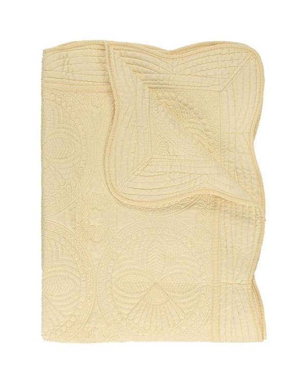 Heirloom Quilt - Baby Quilt Blanket Monogram: White & Baby Blue