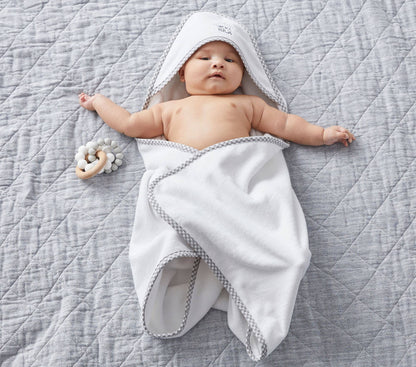 Hooded Terry Cloth Towel Bath Set - Gingham: Blue
