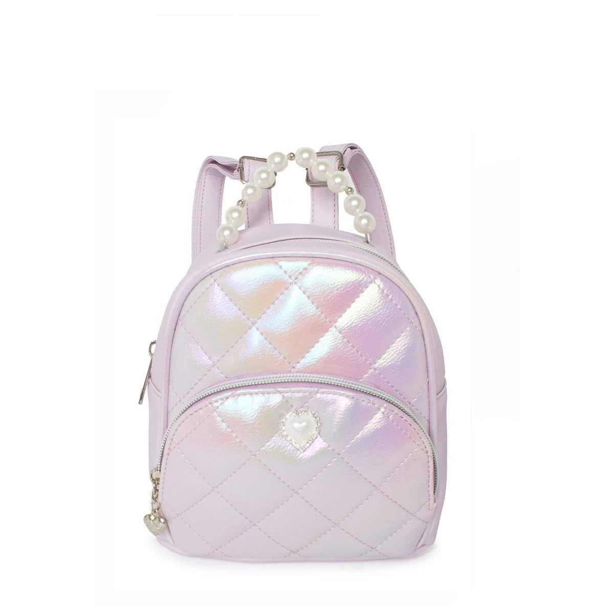 Metallic Quilted Rhinestone Micro Mini Backpack