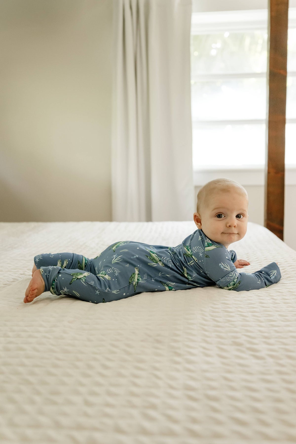 Sanibel Sea Turtle Zippy Sleepers with Fold Over Cuffs
