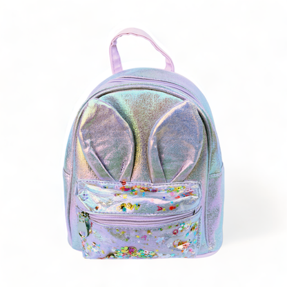 Bunny Iridescent Backpack: Pink
