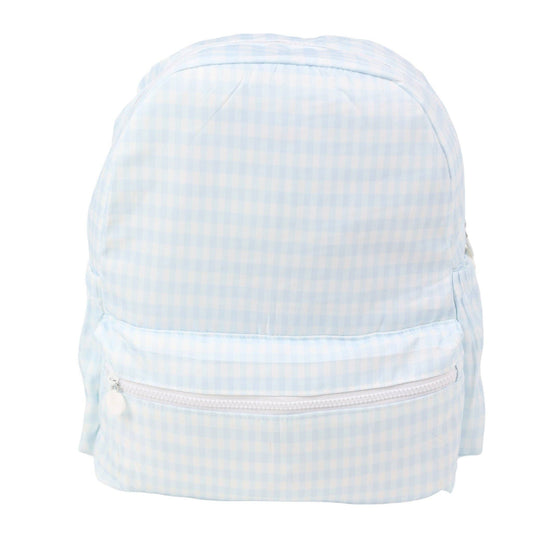 Nylon Backpack (Full Size): Light Blue Gingham
