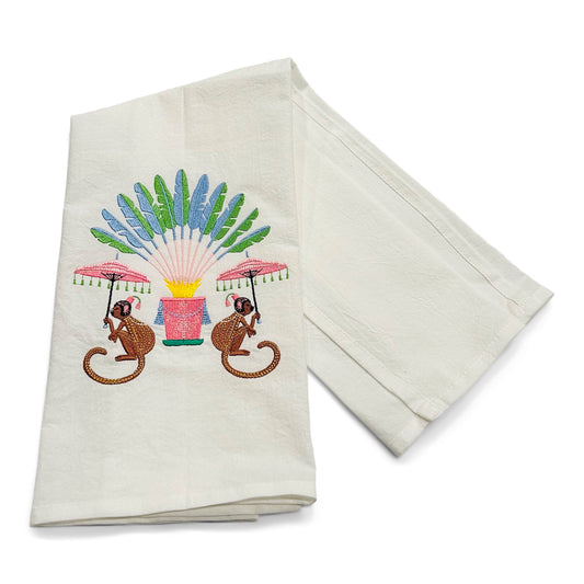 Towel - Monkeys with Palms on White