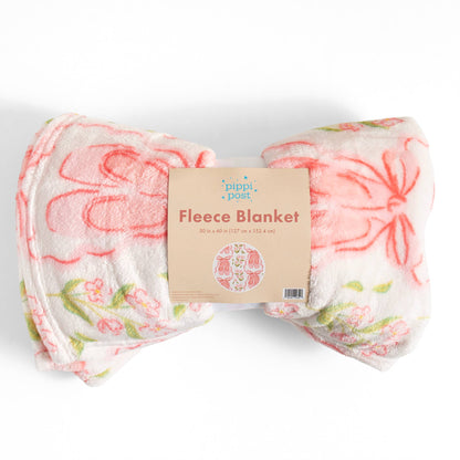 Pink Ballet Slippers & Florals Fleece Throw Blanket