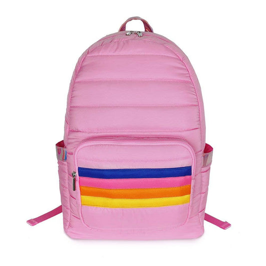 Pink Retro Stripes Puffer Backpack