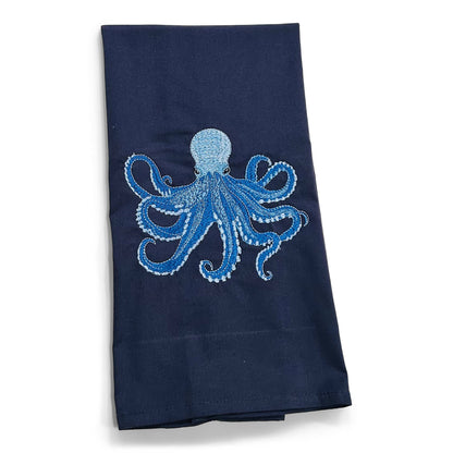Towel - Blue Octopus on navy