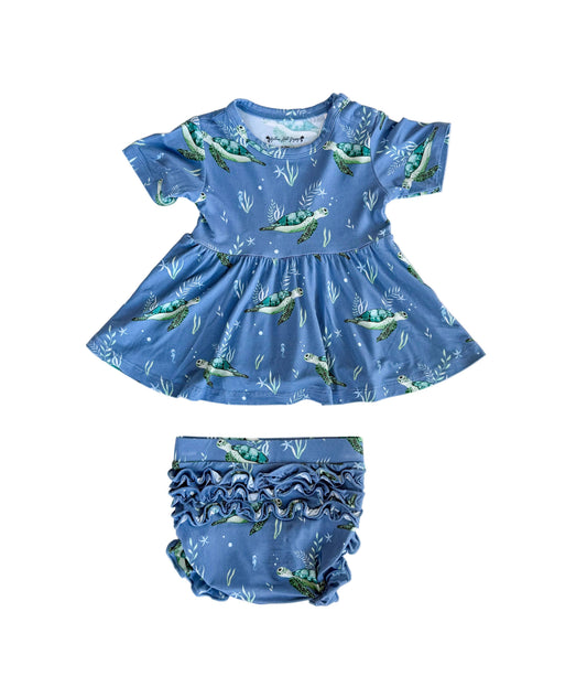 Sanibel Sea Turtles Peplum and Ruffle Bloomer Sets