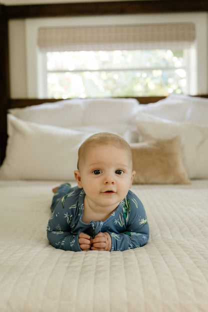 Sanibel Sea Turtle Zippy Sleepers with Fold Over Cuffs